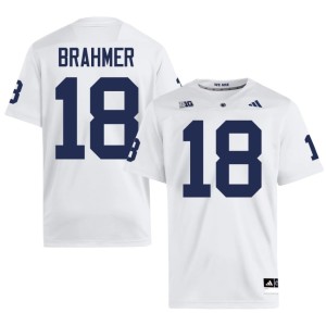 White Benjamin Brahmer Official PSU College Football Mens #18 Jerseys 289646-700