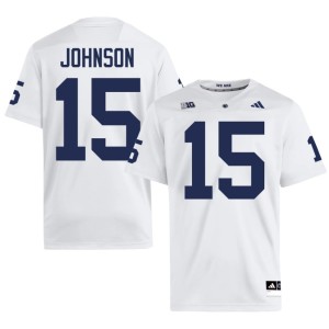 White Penn State Lions #15 College Football Joshua Johnson Men's Replica Jersey 396661-258