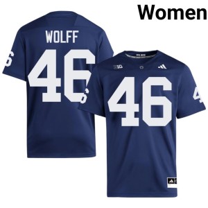 Navy #46 Evan Wolff Lions Women's College Football Replica Jersey 529359-446