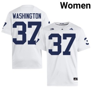 White Womens #37 PSU Nittany Lions Jeremy Washington College Football Limited Jersey 325412-525