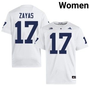 White Josiah Zayas College Football Women's #17 Limited Penn State Jerseys 802586-491