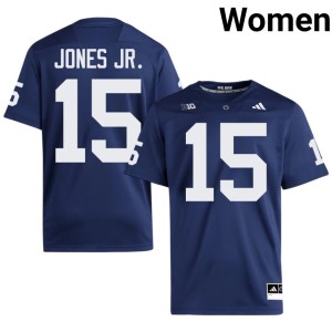 Navy Keith Jones Jr. Embroidery College Football Lions #15 Women's Jersey 303073-831