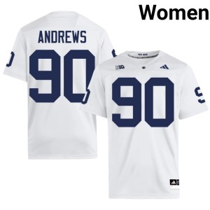 White Liam Andrews #90 Women 2026 Penn State Nittany Lions College Football Jerseys 385237-589