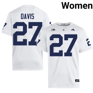White Omarion Davis Penn State Lions Women Replica #27 College Football Jerseys 718679-322