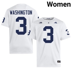 White Womens Parker Washington #3 Official College Football PSU Nittany Lions Jersey 265384-869