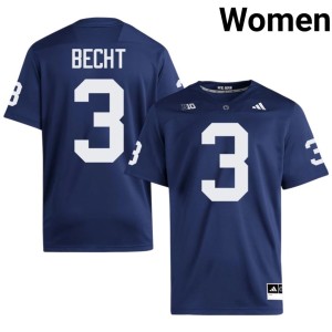 Navy Stitched Rocco Becht #3 College Football PSU Lions Women's Jerseys 293674-357