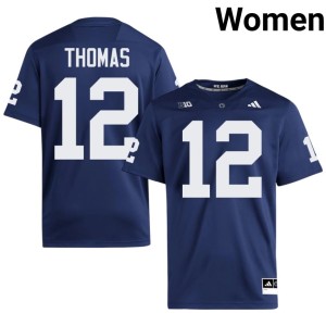 Navy Womens Nittany Lions #12 College Football Xxavier Thomas Stitched Jersey 553804-536