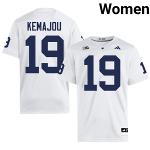 White Women PSU Lions College Football NCAA #19 Yvan Kemajou Jerseys 523848-421