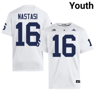 White #16 Donte Nastasi Embroidery Penn State College Football Youth Jerseys 998627-249