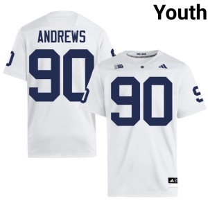 White Liam Andrews Youth PSU Nittany Lions #90 2026-27 College Football Jerseys 638138-807