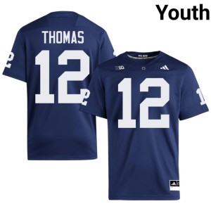 Navy #12 Xxavier Thomas Penn State Nittany Lions College Football Youth Embroidery Jersey 574040-473